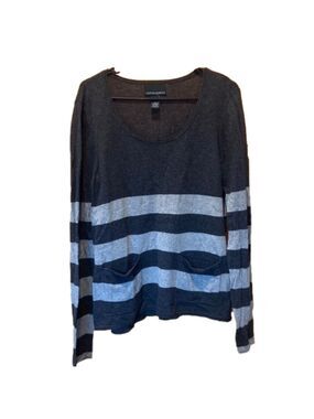 Cynthia Rowley Grey Striped Sweater with Pockets Size XL